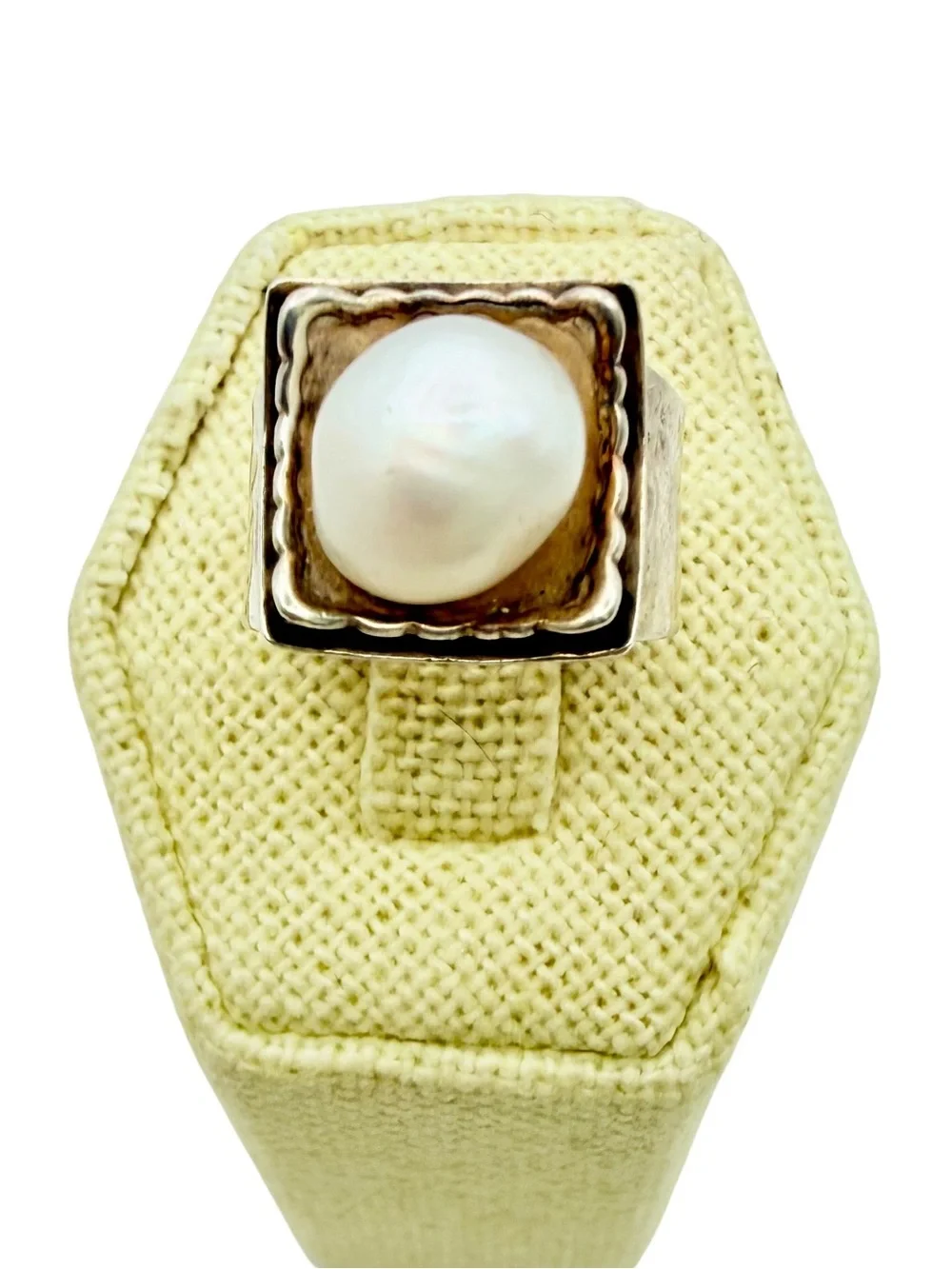 Vintage Silpada Hammered Sterling Silver and Pearl Ring 5.5